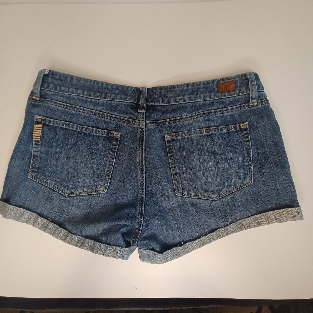 Paige Jimmy Jimmy Midrise Denim Jean Shorts Women's Sz 31 Festival Y2K Boho - Picture 2 of 10